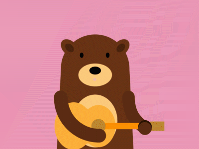 Hi Dribbble! after effects animation bear guitar music play