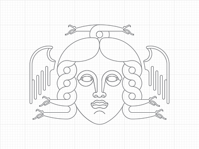 Gorgon WIP circles drawing geometric gorgon line art lines logo outline
