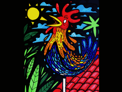 Gallo Psicotropical animal art character design colors design folklore graphic graphic design illustration marker nicaragua rooster sun tropical vector
