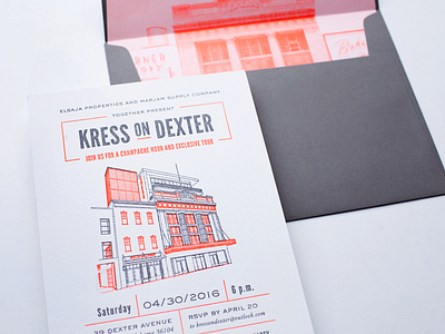 Kress on Dexter Invitation halftone historic letterpress neon pantone