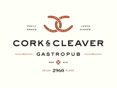 Cork & Cleaver Gastropub branding gastropub logo pub public house restaurant
