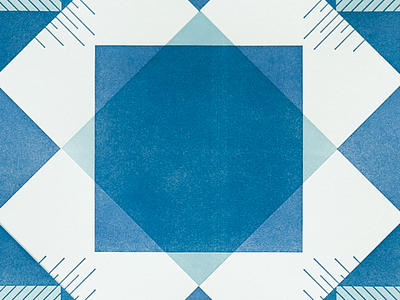 2-Color Letterpress Quilt Square blue geometric letterpress quilt