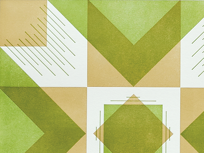 2-Color Letterpress Quilt Square geometric green letterpress quilt yellow