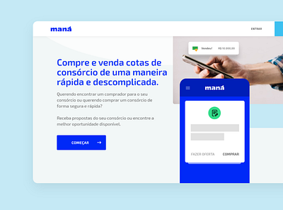 Maná Matching design interface landing page