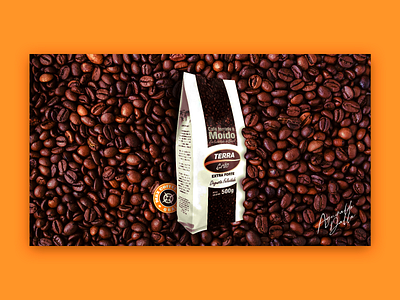 Cover presentation to a Coffee bean in Brazil bean coffee coffee cup design presentation yellow