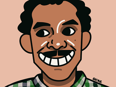 My dad cartoon curlyhair father happy illustration portrait procreate