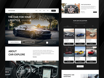 Car-Explore - Car Shop Landing Page Concept black car car shop car web clean design gray homepage landing landingpage premium sporty u ui uiux ux web webdesign webshop website