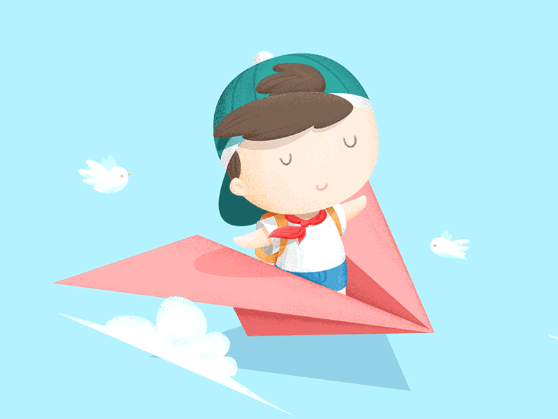 Paper Plane child gif illustrations