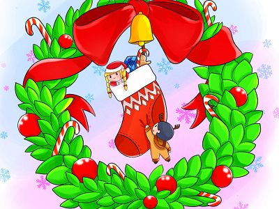 Happy Holidays everyone 🎄🎁🎅🎆🎊🎉 art artpreneurprogram chibi chibi drawing chibi illustration digitalart digitaldrawing happy holidays happy new year illustration merry christmas