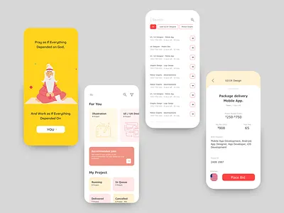 Freelance App design freelance god illustration place bid search ui