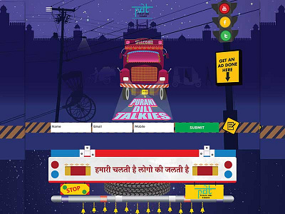 Purani Dili Talkies ad chandnichowk delhi dili illustration lal qila night pdt purani delhi red light stop truck