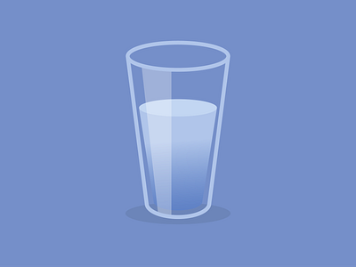 A glass in a stroke with water on a blue background