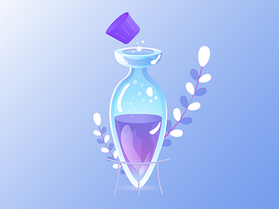 Flask with potion adobe illustrator beautiful blue cartoon design flask graphic design illustration potion vector