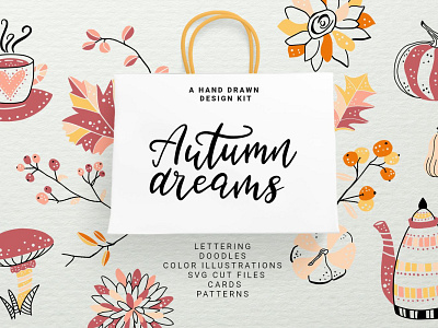 Autumn illustration set clipart design graphic design illustration lettering vector