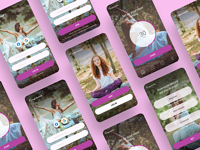 Yoga app sample screens design mobile ui ux