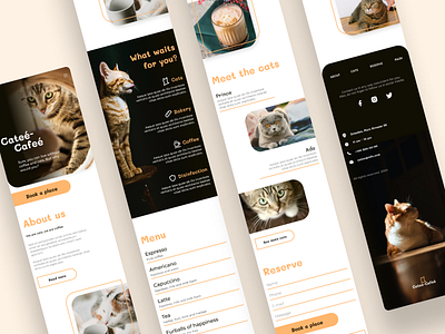 Cat cafe landing page - mobile version design mobile ui web
