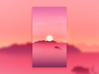 Progressive illustration (二) blue dolphin sky sun sunrise sunset water white