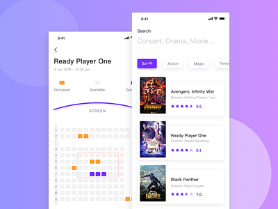 Movie app app application cinema interface ios mobile movie seat select ticket ui user