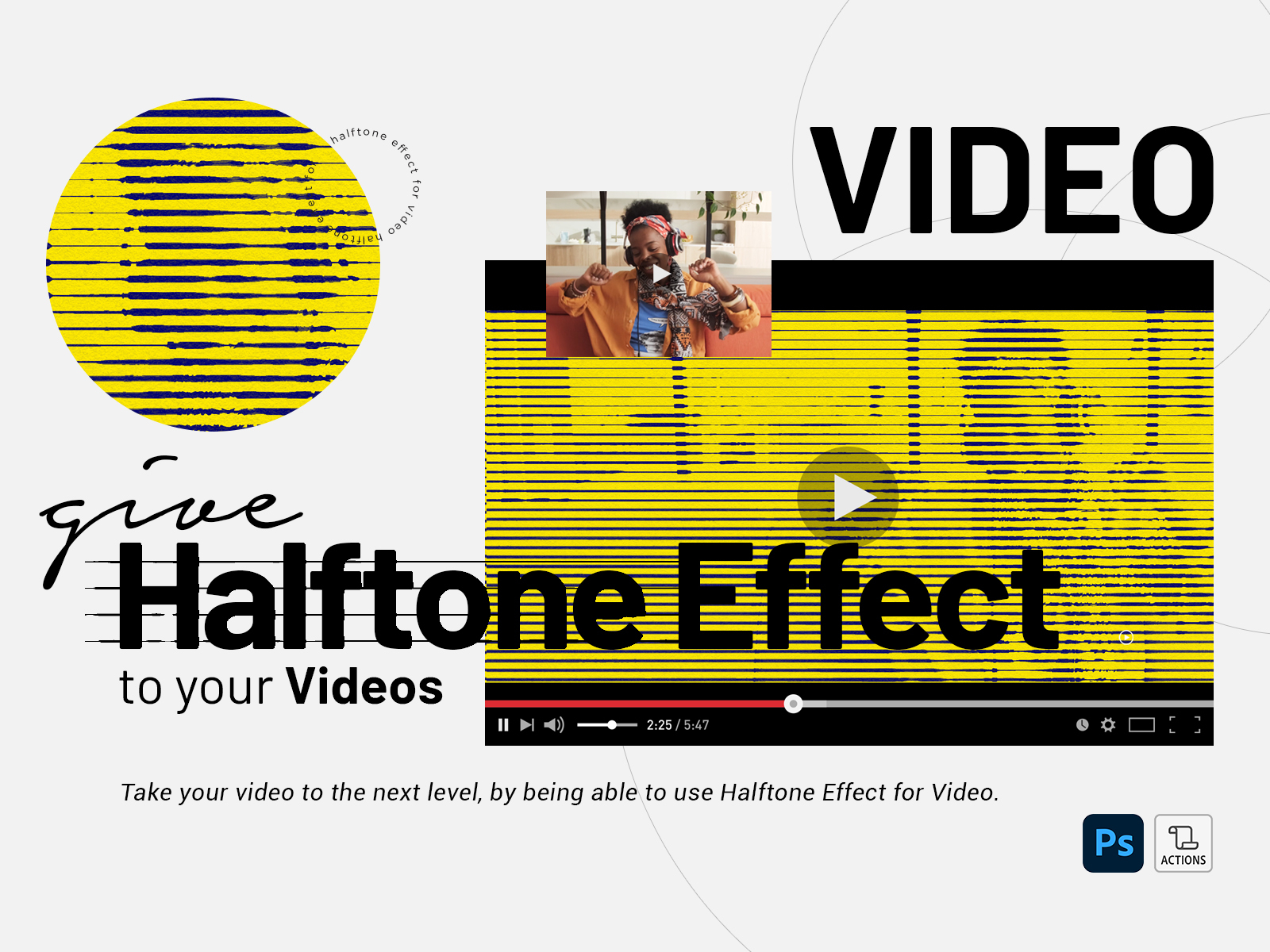 Halftone Effect for Videos black and white graphic design halftone halftone action halftone effect halftone photoshop action halftone video effect halftone horizontal new action photoshop photoshop action video effetcs