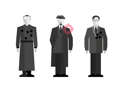 Icons: Aleksandr Kolchak, Vladimir Lenin, Moses Uritsky flat icon illustration soviet history vector