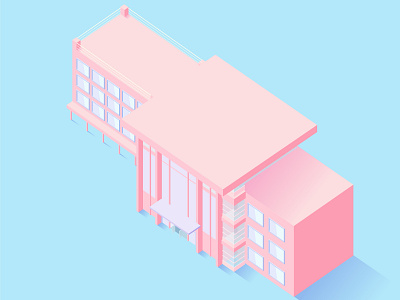 BUILDING TRAINING.SCAU building illustration pink ui vector