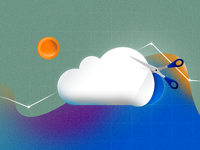 cutting the cloud cost blog branding cloud cost cut cutout graph illustration vector