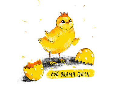 egg drama queen anniversary card chick chicken drama drama queen egg funny illustration queen