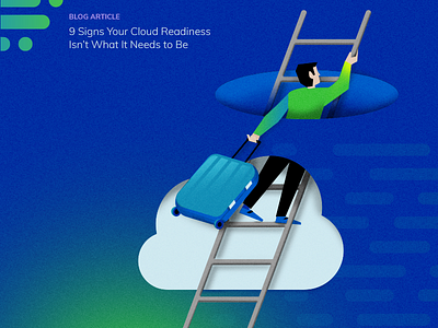 blog article illustration advertising blog cloud cloud migration cloud migration services data digital marketing illustration leader migration readyness stairs suitcase vector