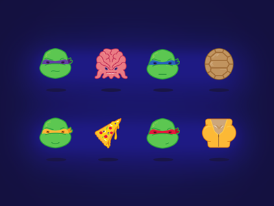 TMNT fan funny icons illustration pizza turtles