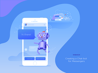 Chat Bot Webinar books bot chat code databace messege phone robot