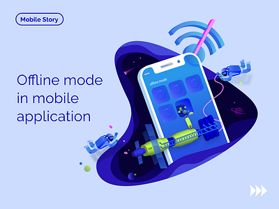 Ofline mode app applicaiton blog build code illustration mobile offline space
