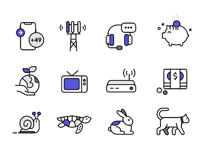 Communication Icon Set icons icons pack iconset illustration mobile rabbit snail speed sustainable