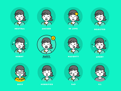 How are you girl? - facial expressions character faces facial expression illustration