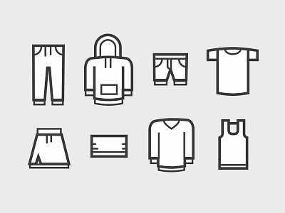 apparel iconset for e-commerce apparel bandeau hoody icon icons pants set shirt short skirt sweater top