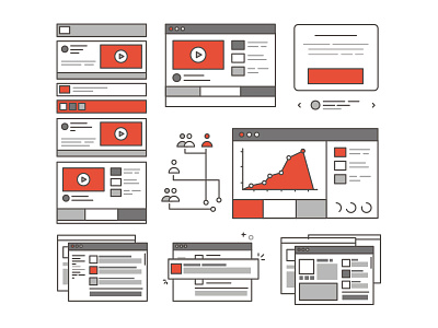 youtube statistic elements illustration line screens statistic windows wireframe youtube