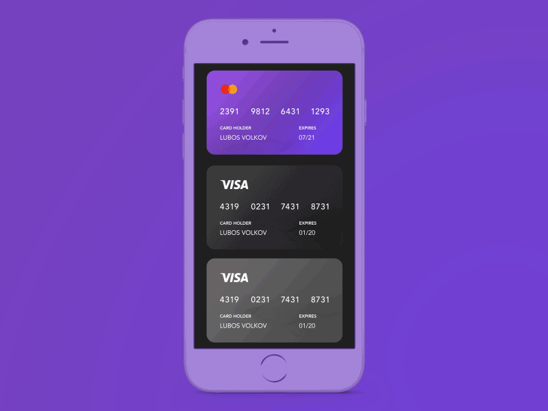 cards purse concept ux after effects animation app cards credit mobile purse ui ux