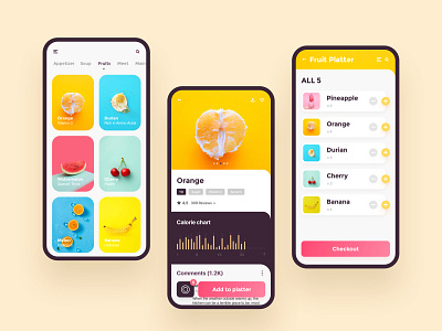 Fruits Order app clean color design list order shopping ui