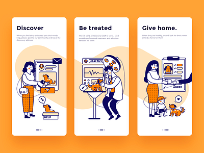 Guidepage app clean color guidepage help illustraion pets uiux