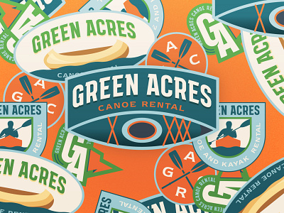 Green Acres Canoe Rental Sticker Pack adventure canoe kayak river summer water