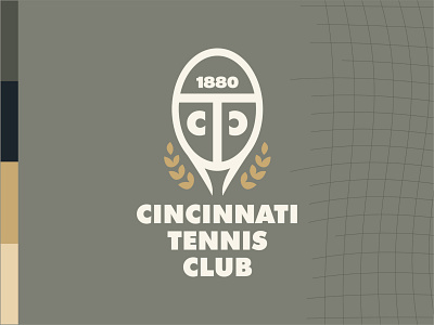 Cincinnati Tennis Club cincinnati club lines olive tennis wreath