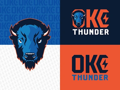 OKC Thundering Herd basketball bison buffalo herd lightning bolt nba thunder