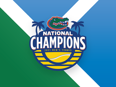 2021 Men's Tennis National Champions Logo Concept beach champions college court design florida orlando palm tree shield sports tennis typography