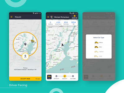 Taxi App - Driver Facing app cab booking mobile app taxi app ui ui ux ui ux design ux