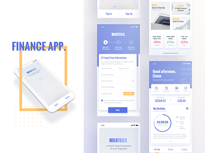 Finance App UI Design app design app ui design card design clean ui data finance app financial app financial services homepage investment app landing page onboarding ui design