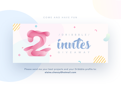 2 Dribbble Invites dribbble invites illustration invite giveaway invites numbers typography ui design
