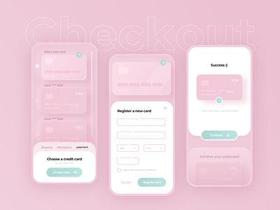 dailyUI - 002 - checkout checkout credit card dayliui form neumorphism pink sketch