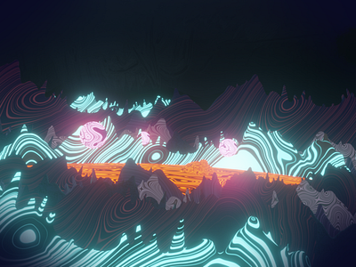 experiments on blender 3d abstract blender blender 2.8 eevee illustraion lava lights mountains neon shaders