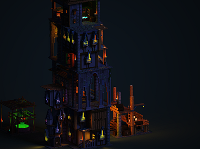 Victorian tower level design magica voxel magicavoxel voxel