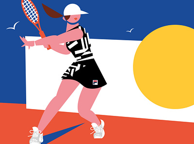 Lauren Rolwing for FILA P.L. Rolando bold characterdesign fashion flat flatcolor geometric graphic illustration illustrator minimal shape sport tennis vector vector based