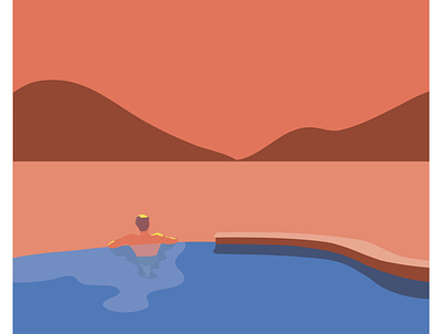 Starwood Hotel and Resorts bold characterdesign desert flat flatcolor geometric graphic hotel illustration man minimal mountains pool sunset vacation vector view